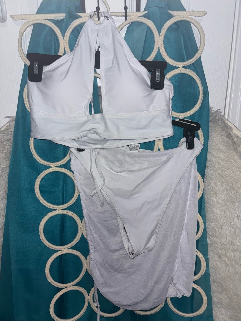 White Halter Bikini Top and Cover-Up Set Medium NWOT